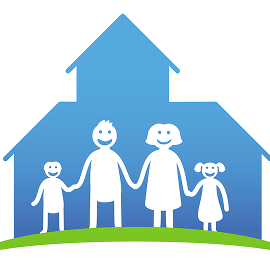 家の中にいる家族