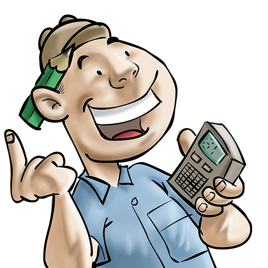 電卓を持って計算する男